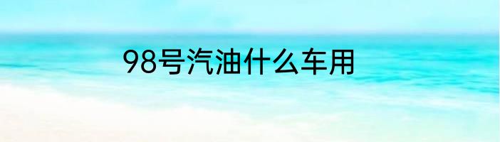 98号汽油什么车用