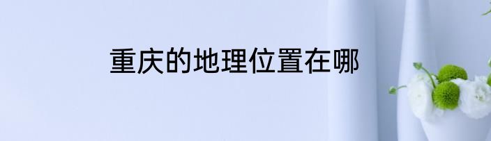 重庆的地理位置在哪