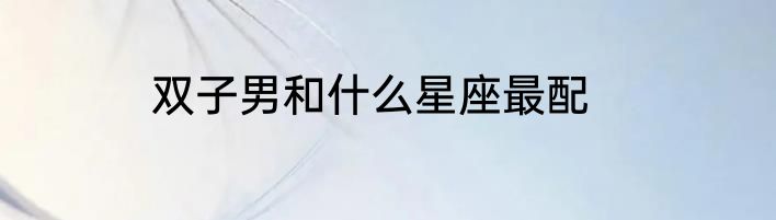 双子男和什么星座最配