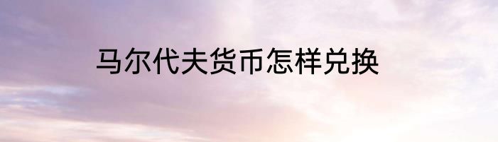 马尔代夫货币怎样兑换