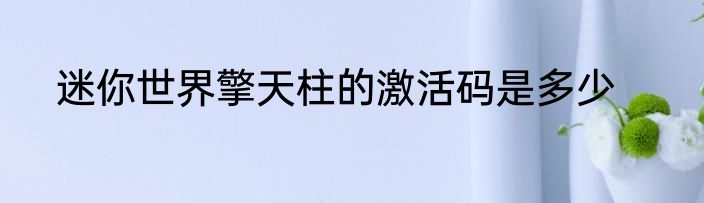 迷你世界擎天柱的激活码是多少