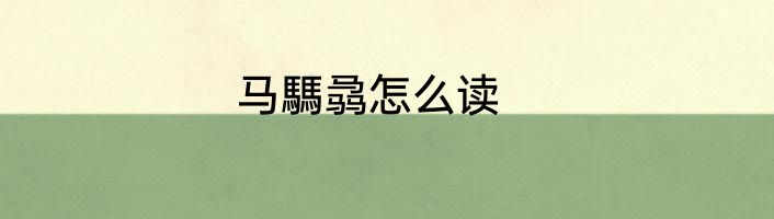 马騳骉怎么读