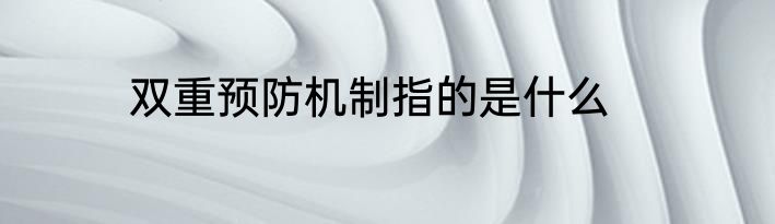 双重预防机制指的是什么