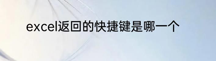 excel返回的快捷键是哪一个