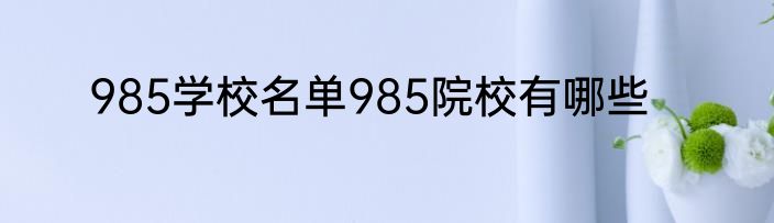 985学校名单985院校有哪些