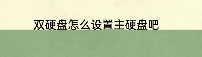 双硬盘怎么设置主硬盘吧