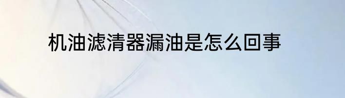 机油滤清器漏油是怎么回事
