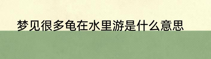 梦见很多龟在水里游是什么意思