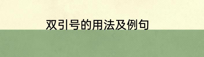 双引号的用法及例句