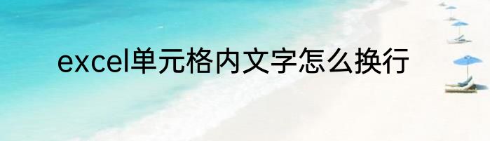 excel单元格内文字怎么换行