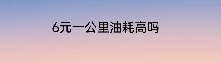 6元一公里油耗高吗