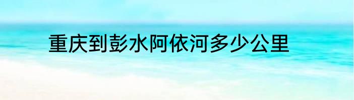 重庆到彭水阿依河多少公里