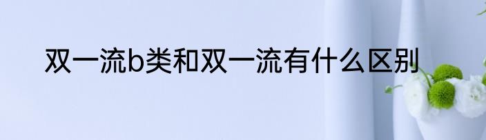 双一流b类和双一流有什么区别