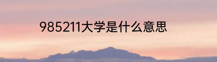 985211大学是什么意思