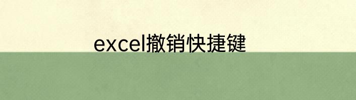 excel撤销快捷键