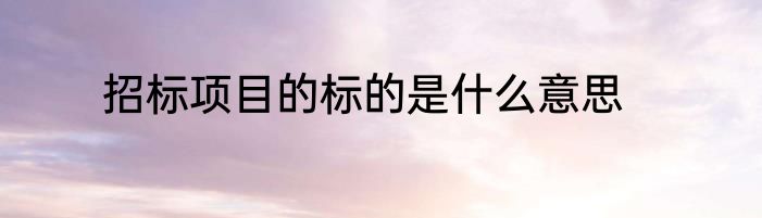 招标项目的标的是什么意思