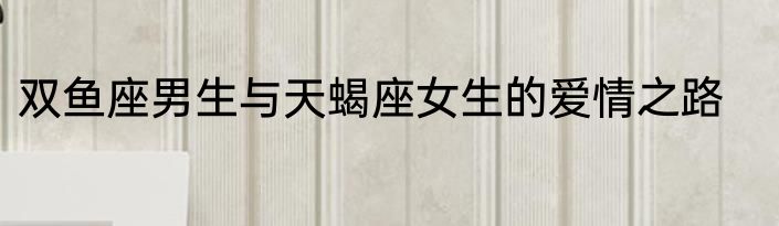 双鱼座男生与天蝎座女生的爱情之路