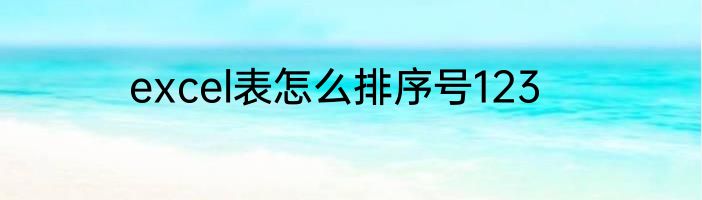 excel表怎么排序号123
