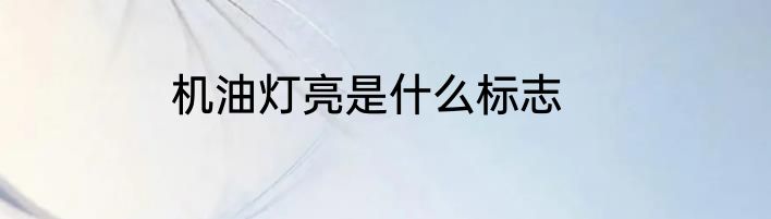 机油灯亮是什么标志