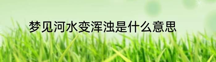 梦见河水变浑浊是什么意思