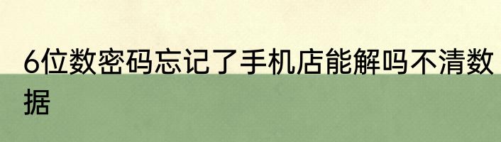 6位数密码忘记了手机店能解吗不清数据