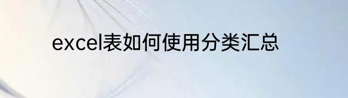 excel表如何使用分类汇总