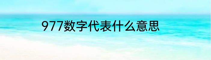 977数字代表什么意思