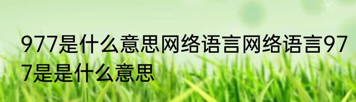 977是什么意思网络语言网络语言977是是什么意思