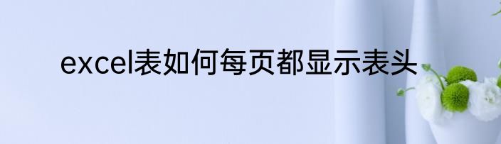 excel表如何每页都显示表头