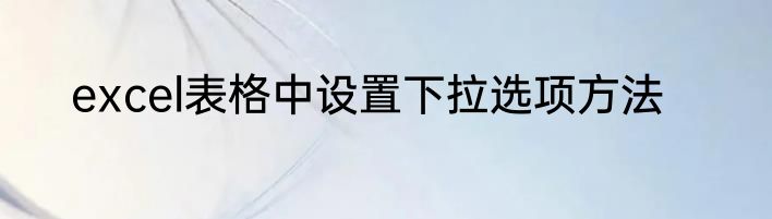 excel表格中设置下拉选项方法