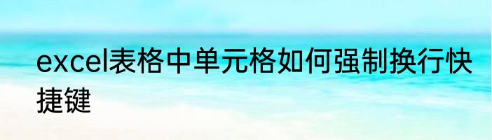 excel表格中单元格如何强制换行快捷键