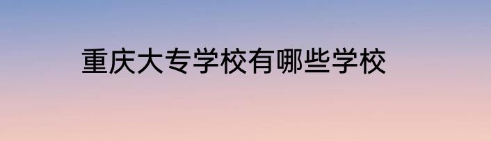重庆大专学校有哪些学校