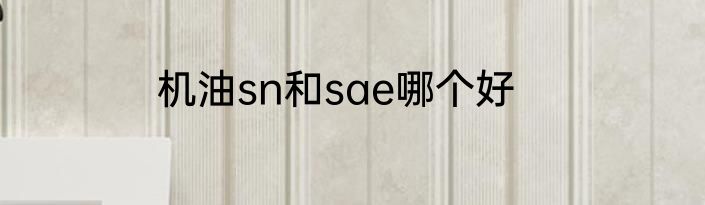 机油sn和sae哪个好