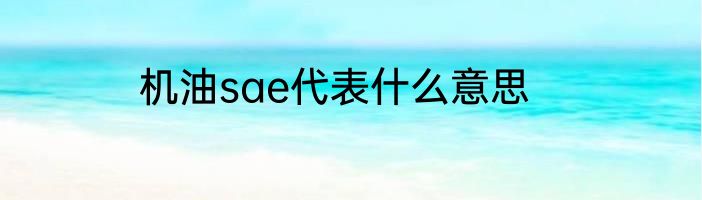 机油sae代表什么意思