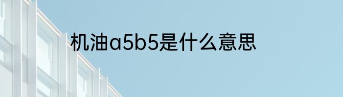 机油a5b5是什么意思