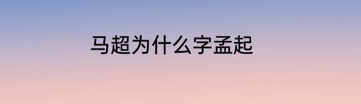 马超为什么字孟起