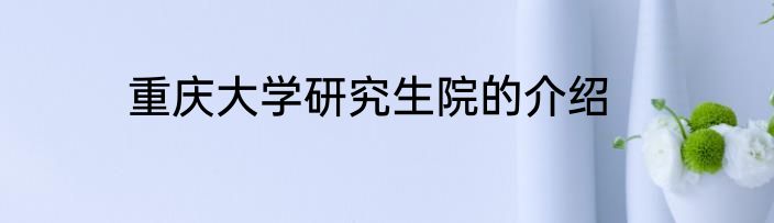 重庆大学研究生院的介绍