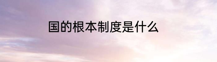国的根本制度是什么