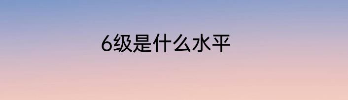 6级是什么水平