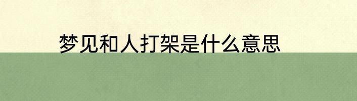 梦见和人打架是什么意思