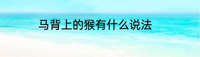 马背上的猴有什么说法