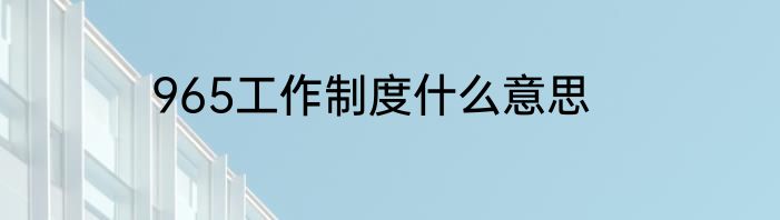 965工作制度什么意思
