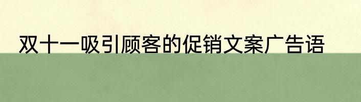 双十一吸引顾客的促销文案广告语