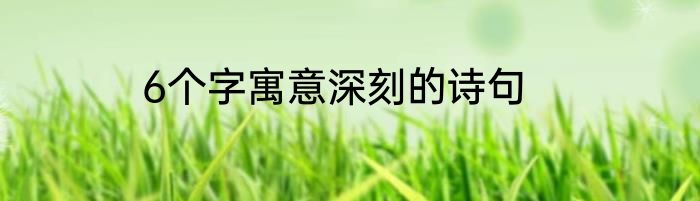 6个字寓意深刻的诗句