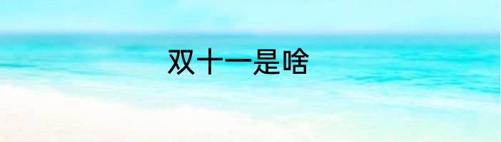 双十一是啥
