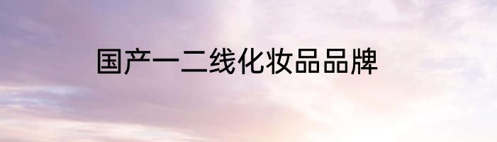 国产一二线化妆品品牌