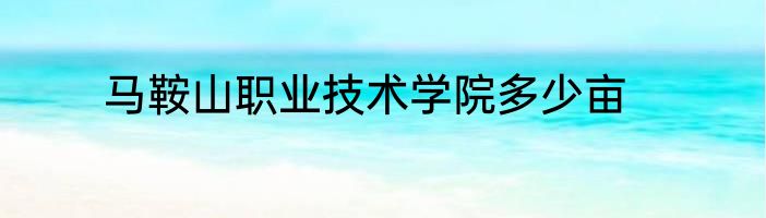 马鞍山职业技术学院多少亩