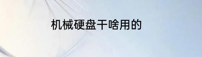 机械硬盘干啥用的