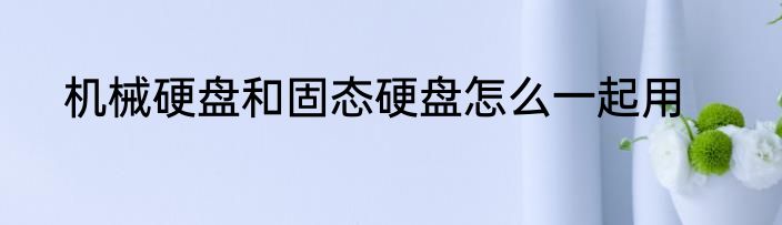机械硬盘和固态硬盘怎么一起用