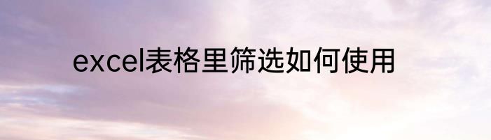 excel表格里筛选如何使用